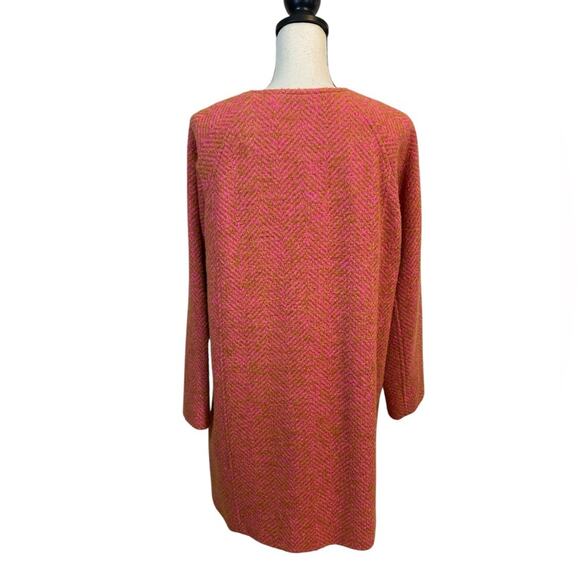 Boden Sienna Herringbone Coat Pink Tan Tweed Classic Fall Winter Topper Size 10 - Picture 2 of 8
